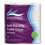 Pristine Lite Recycled Toilet Rolls | 200 Sheet Eco Friendly | Box of 36