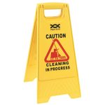 Cleaning In Progress Safety Sign | Double-Sided A-Frame Yellow Hazard Sign | 60cm (24 Inch)