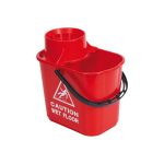 Professional Mop Bucket with Wringer | Colour-Coded Mopping System | Red 15 Litre