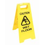 CleanWorks Caution Wet Floor Safety Sign | Double-Sided A-Frame Yellow Hazard Sign | 55cm