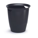 Black Office Dustbin – CleanWorks 16L Round Waste Bin for Work & Home
