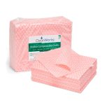 Red Commercial Sanitary Wipes CleanWorks ProEco – 50 Compostable Cleaning Cloth Pack