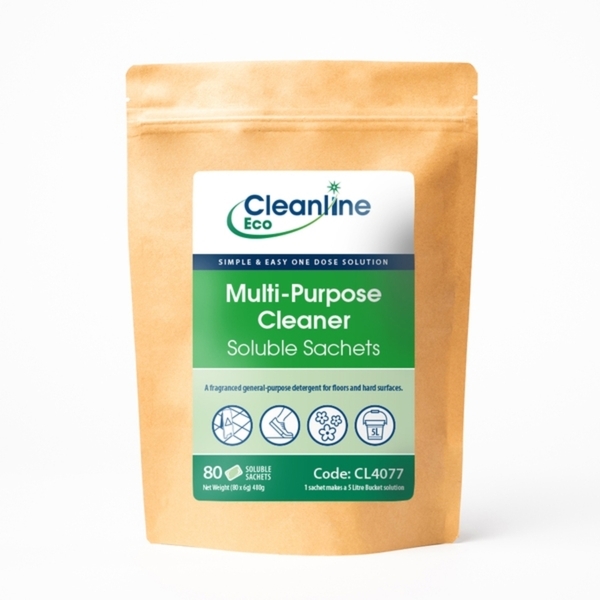 cleanline eco multi purpose 80 pack Eco Friendly Multi Surface Cleaner – Cleanline Eco Multi Purpose Cleaner Bucket Paper Sachet (Pack 80) - Image 1