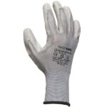 KeepSAFE GLO162 PU Coated Nylon Work Gloves Grey (Pack of 12 Pairs)