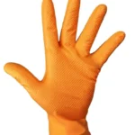 Orange Heavy-Duty Diamond Grip Powder-Free Nitrile Gloves (box of 10 Boxes / 1,000 Gloves)